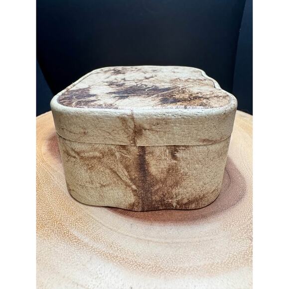 Vintage Latvian Handmade Leather Marbled Jewelry Box - Picture 7 of 10